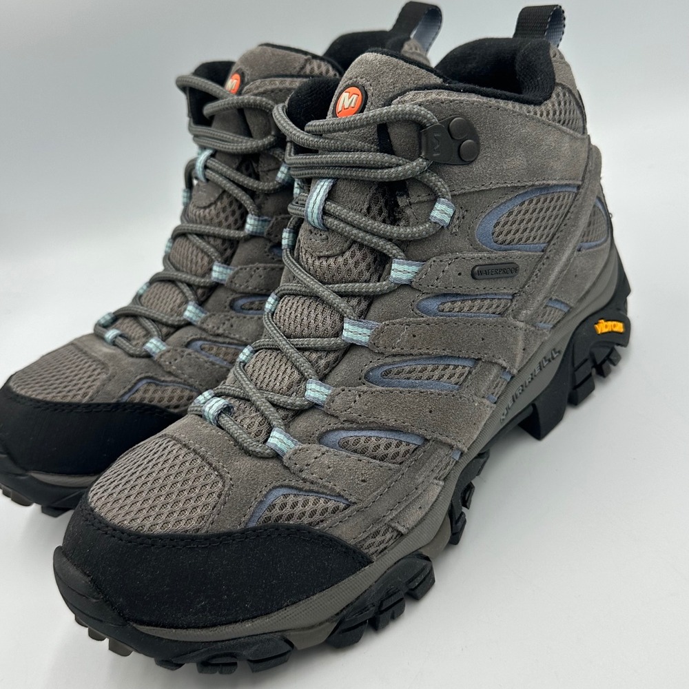 Merrell Moab 2 Mid Waterproof Hiking Boots Women 8.5 Grey New Vibram READ